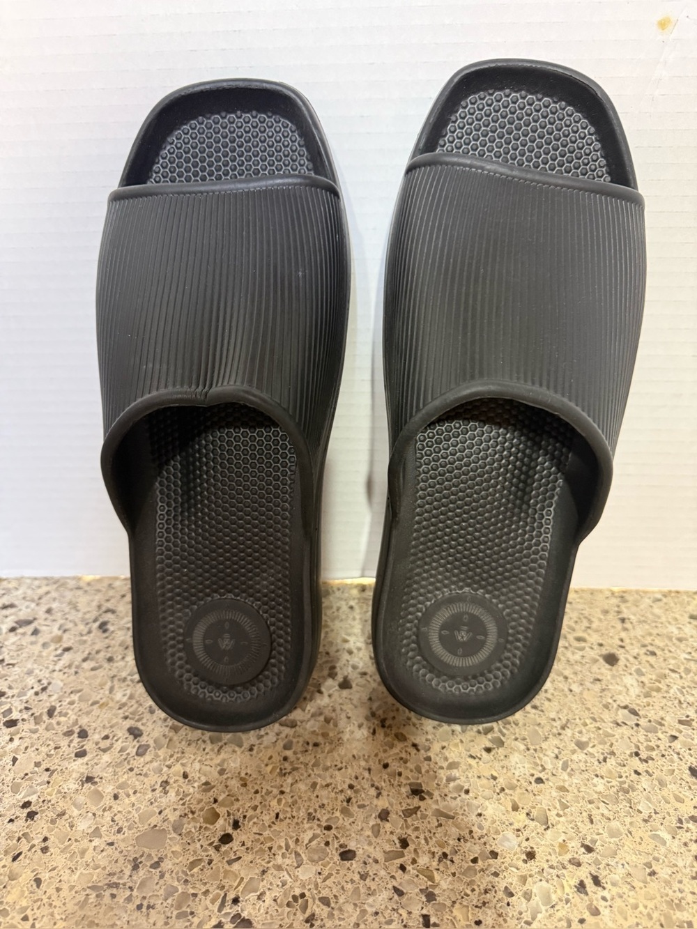 Men's Black Slide Sandals – Comfortable Slip-On Shower & Pool Slides